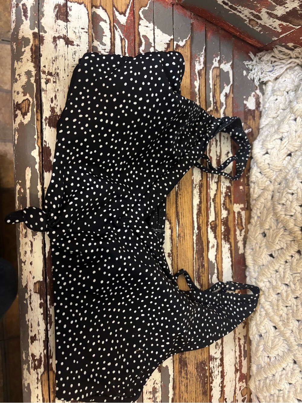 No Boundaries Black & White Polka Dot Bikini Top